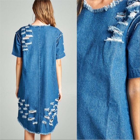 Dress Distressed Denim Dress - Picture 3 of 3